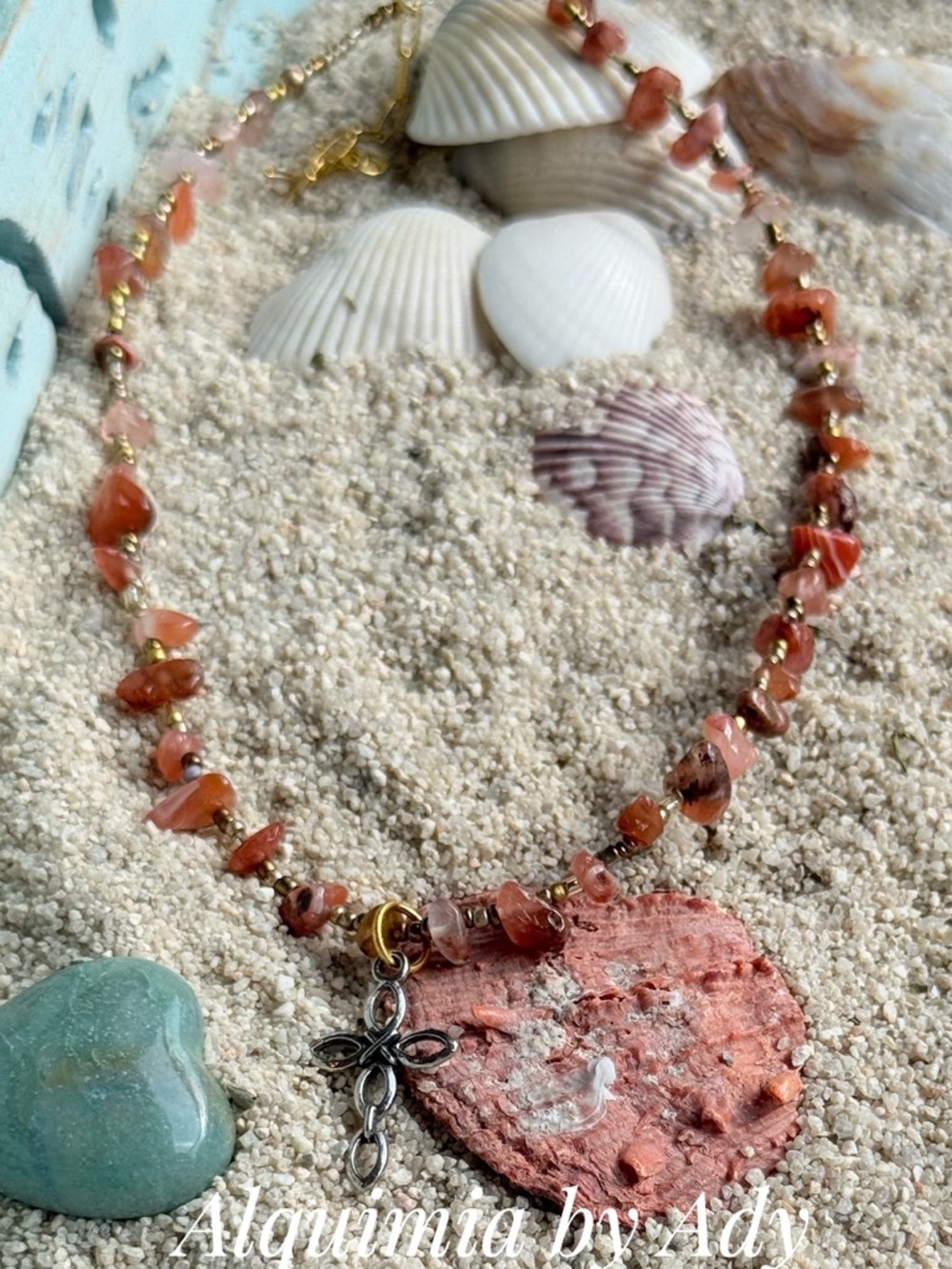 CARNELIAN Rosary Necklace with Crucifix